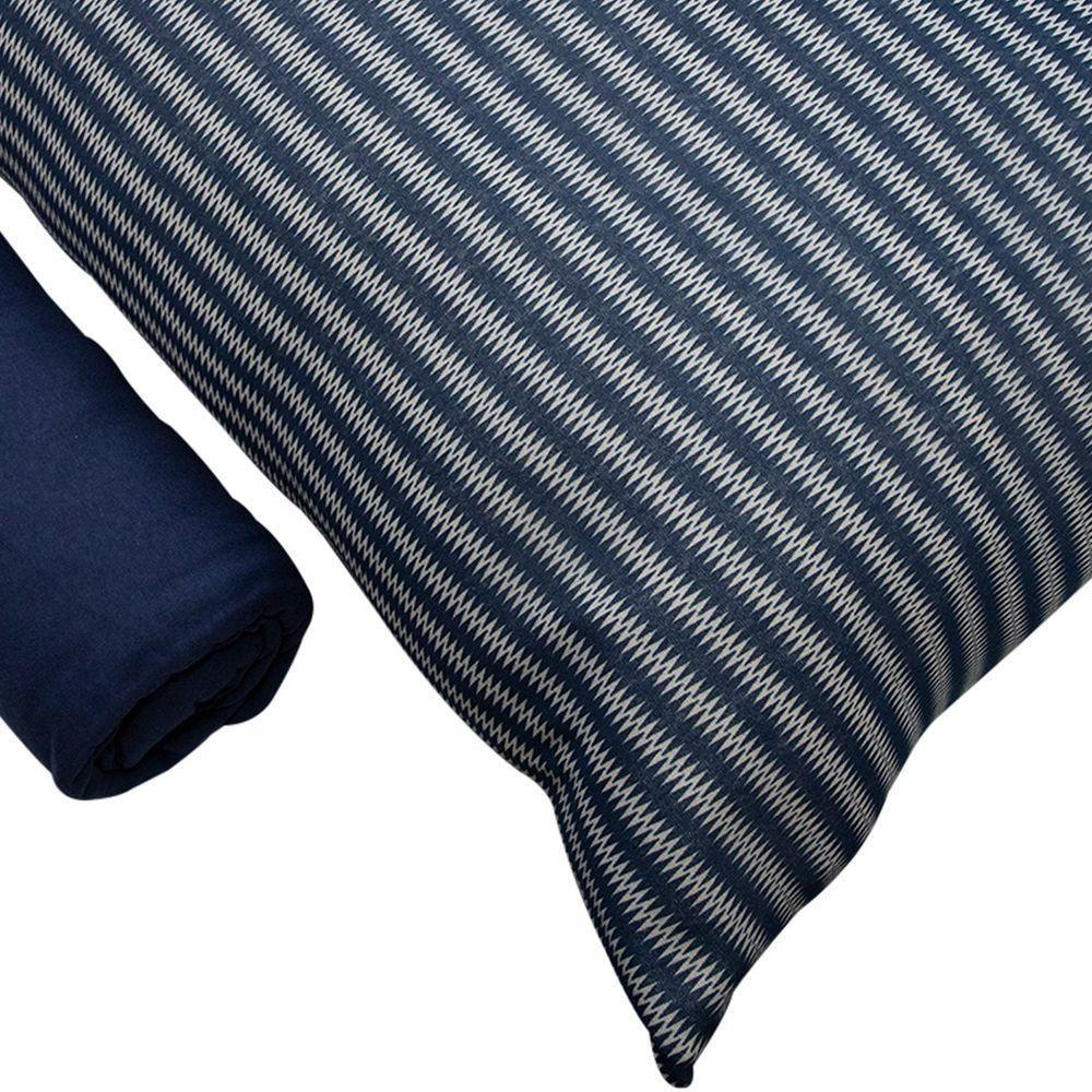 Jogo De Cama Solteiro Portallar Malha 100% Algodão Varsóvia 2 Peças Azul - 3