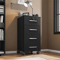 Gaveteiro Gávea Com Chave 4 Gavetas Preto Fosco - Móveis Leão - 4