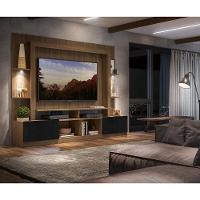 Estante Com Suporte Tv 65" E Leds Berlim Multimóveis V3384 Madeirada/Preta Madeirado/Preto - 2