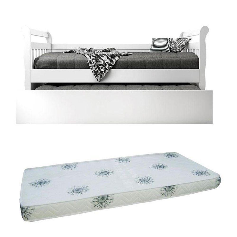 Bicama Babá Júlia Branco Brilho Com 2 Colchões ? Carolina - 1