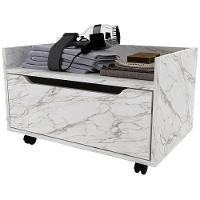 Balcão Para Gabinete De Banheiro 1 Gaveta Com Rodízio Mármore Branco - 1