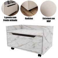 Balcão Para Gabinete De Banheiro 1 Gaveta Com Rodízio Mármore Branco - 2