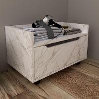 Balcão Para Gabinete De Banheiro 1 Gaveta Com Rodízio Mármore Branco - 7