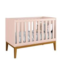 Berço Americano New Classic Rosa Com Pés Madeira E Colchão ? Reller - 2