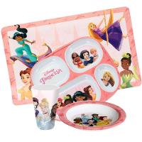 Jogo Refeição Infantil Princesas Disney 4 Peças Prato Divisória, Prato Fundo E Copo Melamina - Tuut - 1