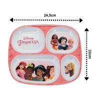 Jogo Refeição Infantil Princesas Disney 4 Peças Prato Divisória, Prato Fundo E Copo Melamina - Tuut - 5