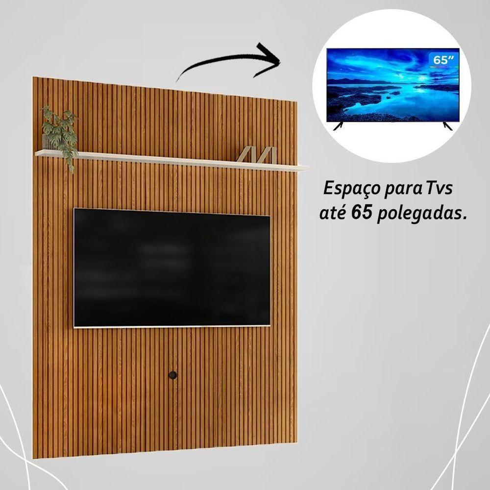 Painel New Interlagos Para Tv 75 Polegadas Do Piso Ao Teto - Madetec Cinamomo Off White - 3