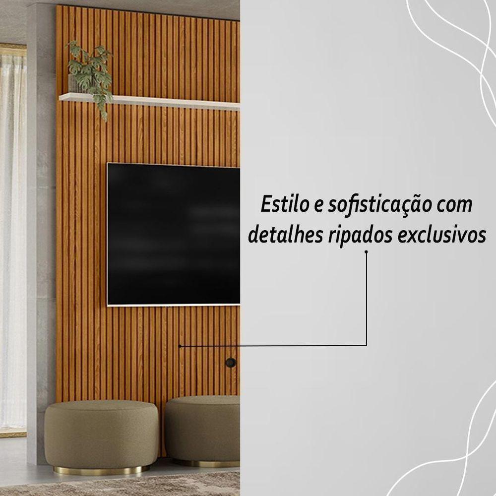 Painel New Interlagos Para Tv 75 Polegadas Do Piso Ao Teto - Madetec Cinamomo Off White - 5