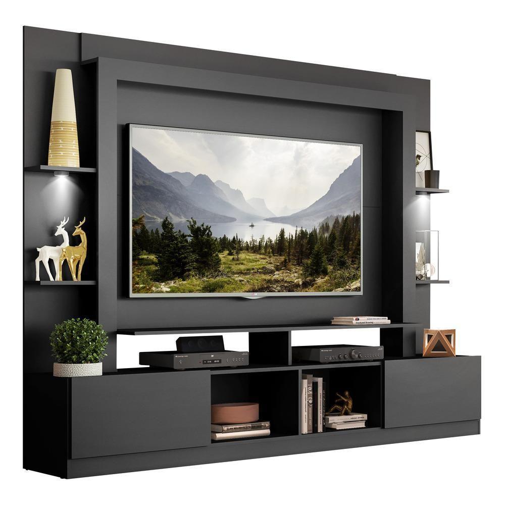 Estante Tv 65" Com Leds Berlim Multimóveis V3392 Preta Preto - 1