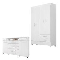 Cômoda London E Guarda Roupa Solteiro Astro Branco Flex - Demóbile - 1