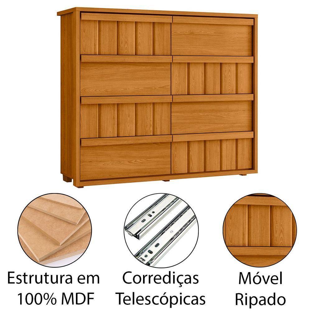 Cômoda Grande 8 Gavetas 100% Mdf Ripada Talita Cinamomo - 3