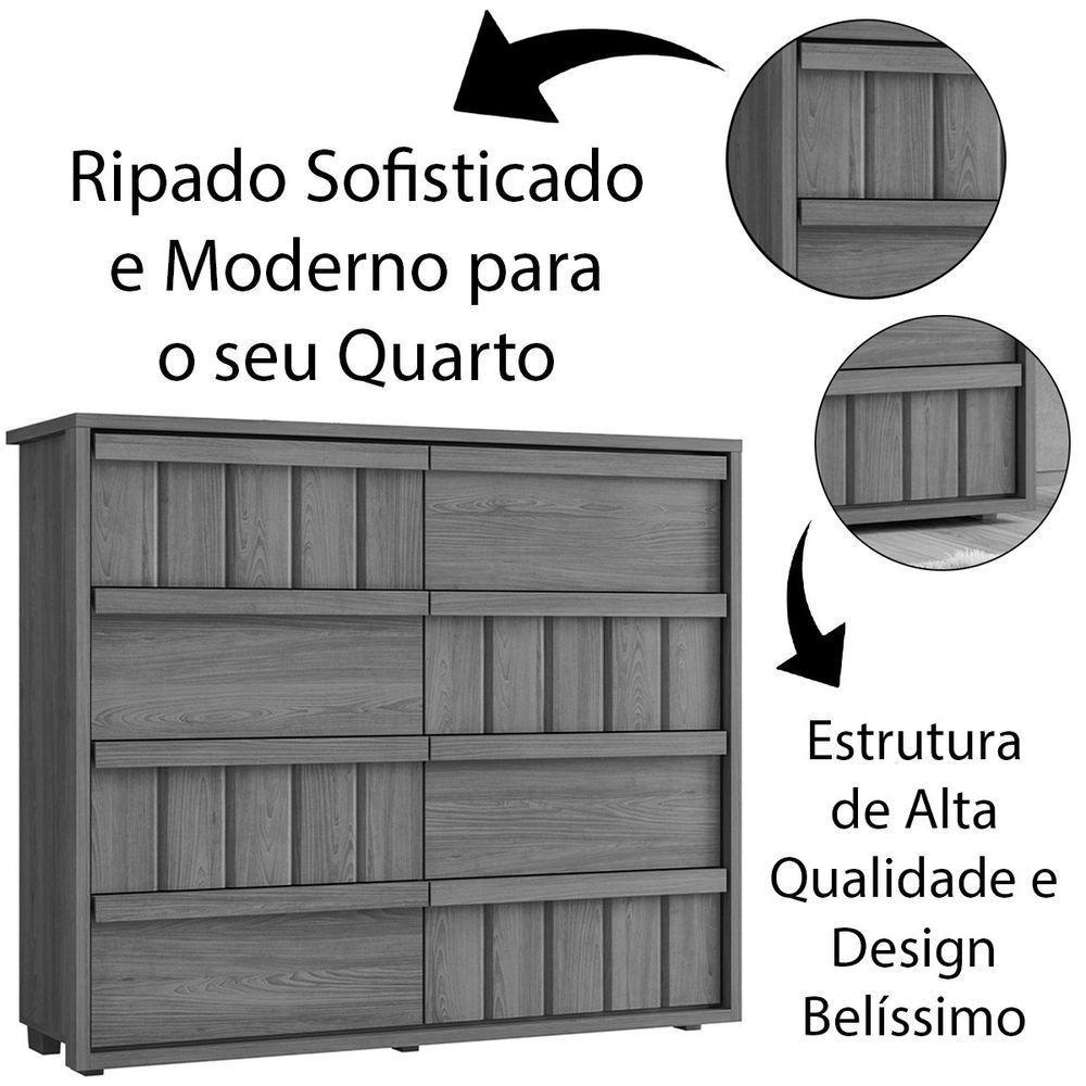 Cômoda Grande 8 Gavetas 100% Mdf Ripada Talita Cinamomo - 4