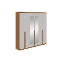 Guarda Roupa Casal 6 Portas (2 C- Espelho) E 4 Gavetas Alonzo New Amêndoa-off White - Lopas - 6