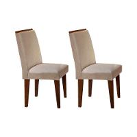 Cadeira Sala De Jantar Lunara Kit 2 Un Madeira Capuccino-linho Bege Turim - Rufato - 1