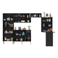 Cozinha Completa C/ Mesa Dobrável Paris Multimóveis Preta - 3