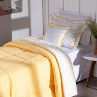 Kit 03 Pçs Coberdrom Solteiro Soft Dupla Face E Hipercal 400 Fios Amarelo