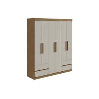 Guarda Roupa Solteiro 6 Portas E 4 Gavetas Zeus Amêndoa - Lopas - 3