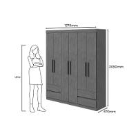 Guarda Roupa Solteiro 6 Portas E 4 Gavetas Zeus Amêndoa - Lopas - 7