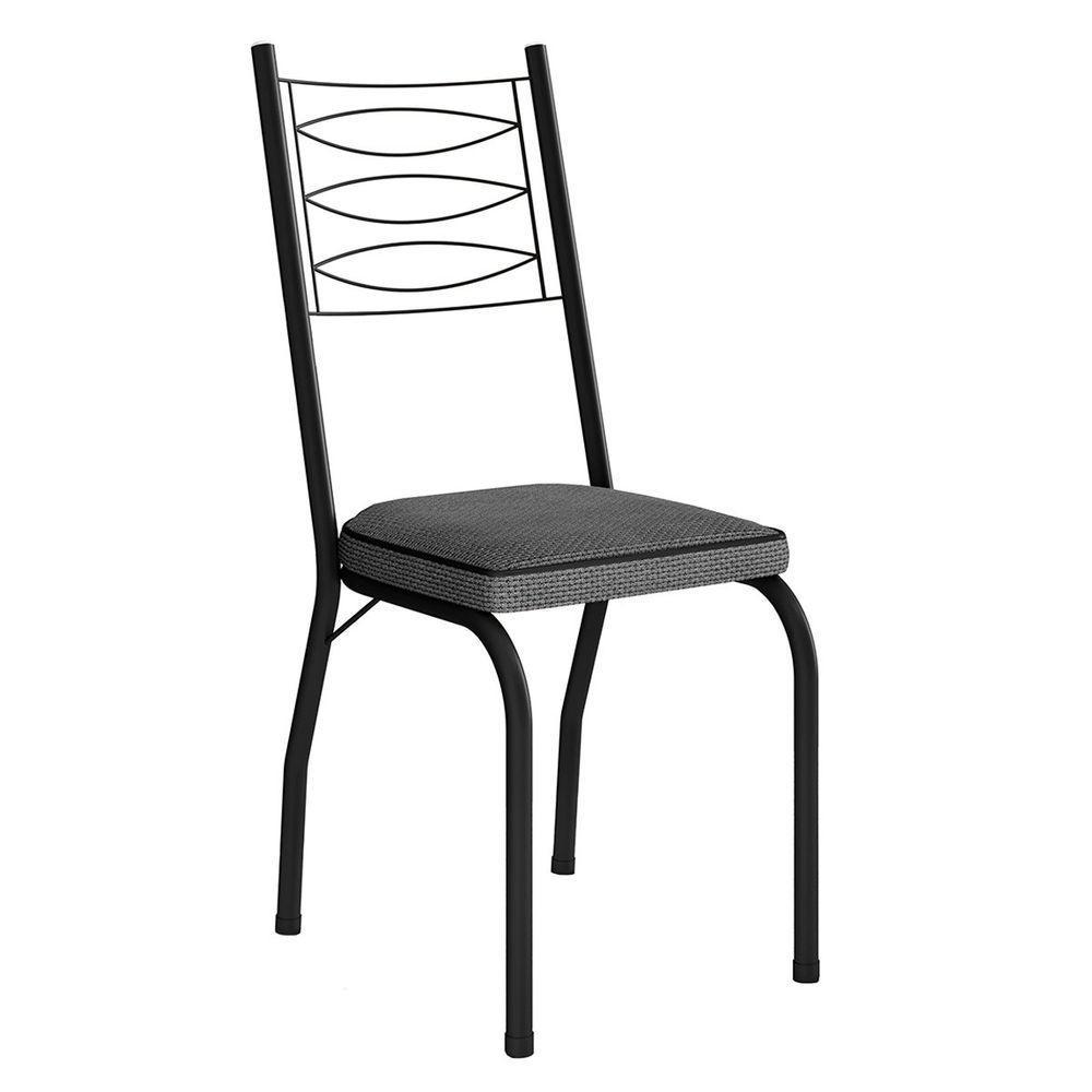 Kit 4 Cadeiras Aço Carbono Tubular Metálica Acabamento D-25 Luana Preto-platina - 5