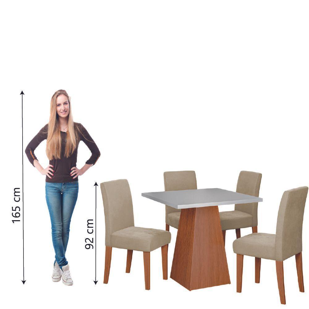 Conjunto Sala De Jantar Mesa Trento Quadrada 4 Cadeiras Trieste Dobuê Madeirado Bege - 6