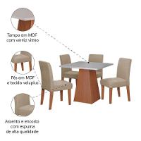 Conjunto Sala De Jantar Mesa Trento Quadrada 4 Cadeiras Trieste Dobuê Madeirado Bege - 5