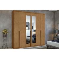 Guarda Roupa Casal 6 Portas (2 C- Espelho) E 4 Gavetas Alonzo New Amêndoa - Lopas - 1