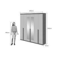 Guarda Roupa Casal 6 Portas (2 C- Espelho) E 4 Gavetas Alonzo New Amêndoa - Lopas - 2