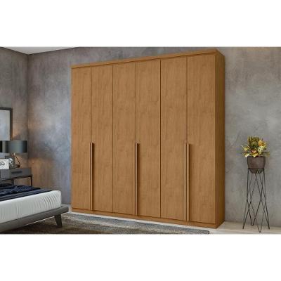 Guarda Roupa Casal Alonzo New 6 Portas de Abrir 4 Gavetas Amêndoa Lopas