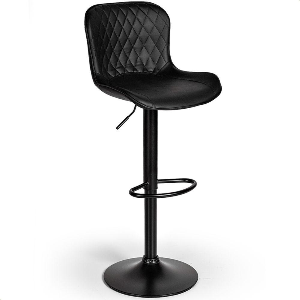 Banqueta Giratória Com Encosto Alta Para Cozinha Bancada Bar Preto - 1