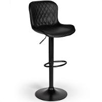 Banqueta Giratória Com Encosto Alta Para Cozinha Bancada Bar Preto - 1
