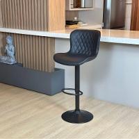 Banqueta Giratória Com Encosto Alta Para Cozinha Bancada Bar Preto - 5