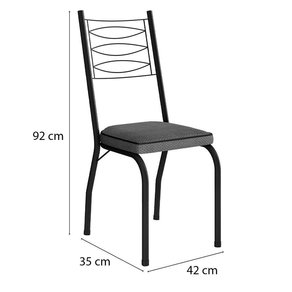 Kit 6 Cadeiras Aço Carbono Tubular Metálica Acabamento D-25 Luana Preto-platina - 2
