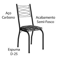 Kit 6 Cadeiras Aço Carbono Tubular Metálica Acabamento D-25 Luana Preto-platina - 3