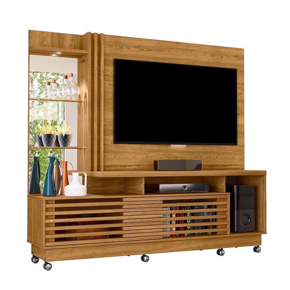 Estante Home Theater Frizz Plus Para Tv Até 60 Polegadas Com Rodízios 2 Portas - Madetec Móveis Cumaru - 1