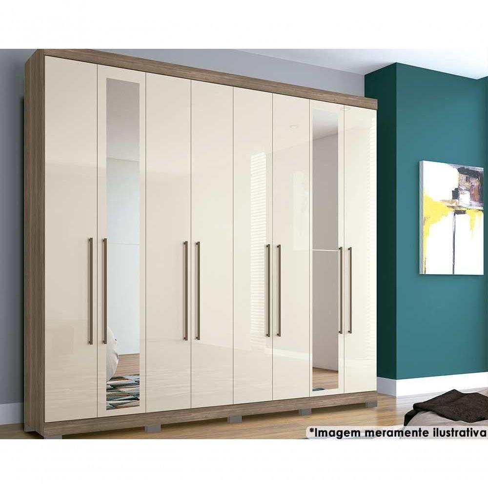Guarda Roupa Casal 8 Portas (2 C- Espelho) E 4 Gavetas C- Pés Master New 8.4 Jatobá - Santos Andirá - 1
