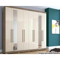 Guarda Roupa Casal 8 Portas (2 C- Espelho) E 4 Gavetas C- Pés Master New 8.4 Jatobá - Santos Andirá - 1