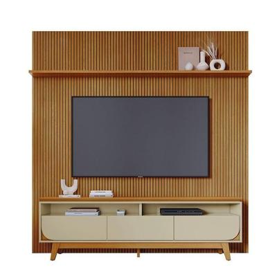 Composição Luna Bancada E Painel Para Tv 75 Polegadas Com Portas - Madetec Cumaru Opala
