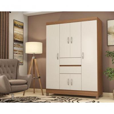 Guarda Roupa Solteiro Ecom II 6 Portas de Abrir 2 Gavetas Ébano Touch Demóbile