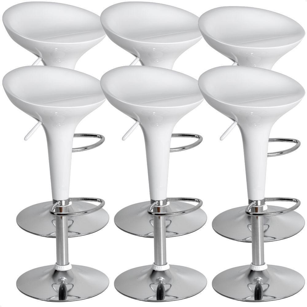 Banquetas Giratória Alta Tulipa Lotus Assento Abs Kit 06 Un Branco - 1