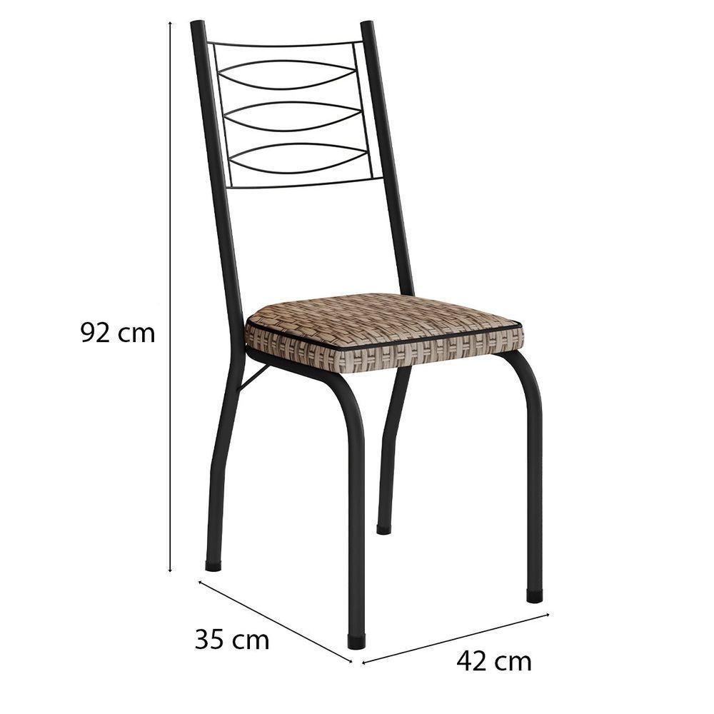 Kit 2 Cadeiras Aço Carbono Tubular Metálica Acabamento D-25 Luana Preto-rattan - 3