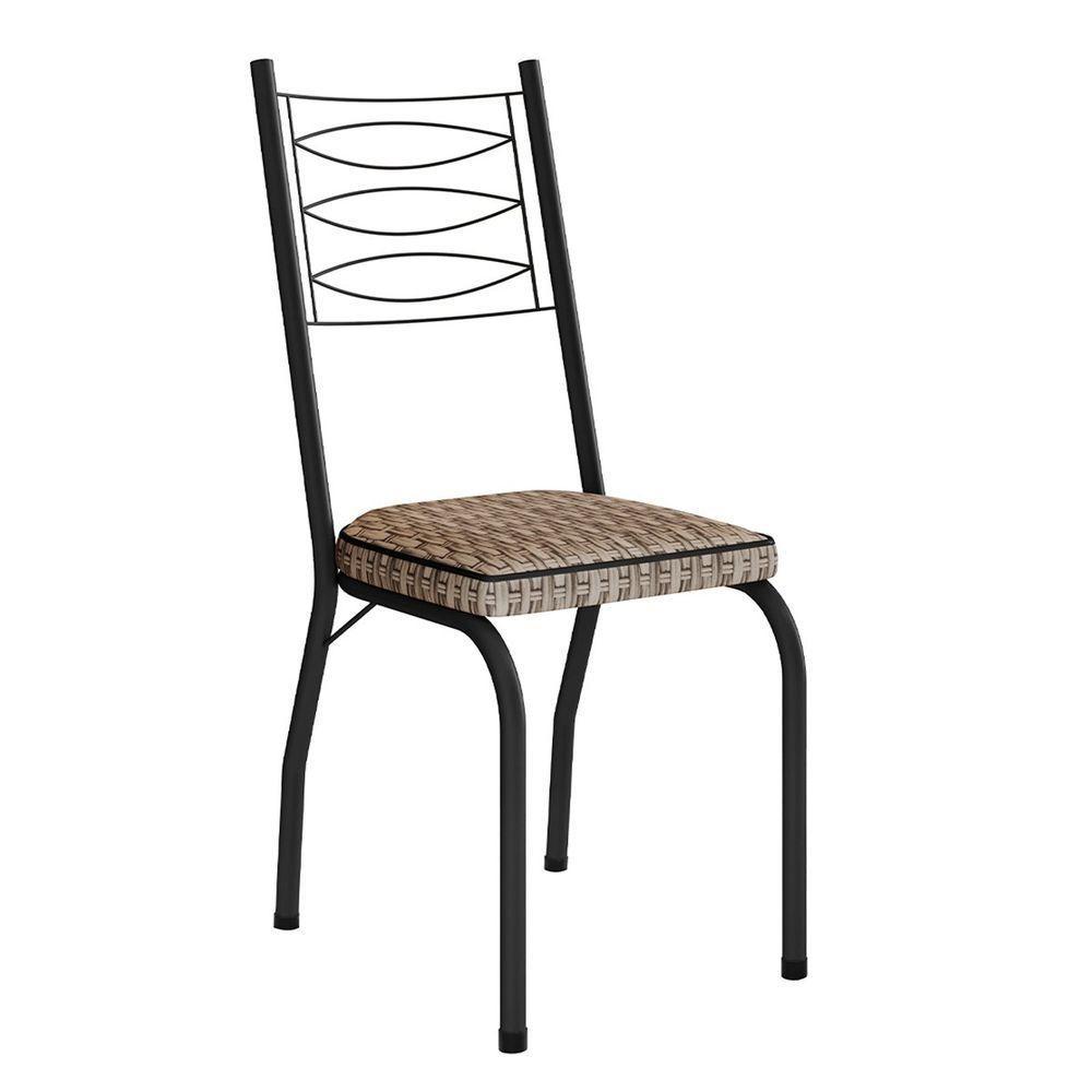 Kit 2 Cadeiras Aço Carbono Tubular Metálica Acabamento D-25 Luana Preto-rattan - 6