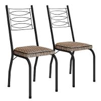 Kit 2 Cadeiras Aço Carbono Tubular Metálica Acabamento D-25 Luana Preto-rattan - 1