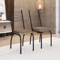 Kit 2 Cadeiras Aço Carbono Tubular Metálica Acabamento D-25 Luana Preto-rattan - 2