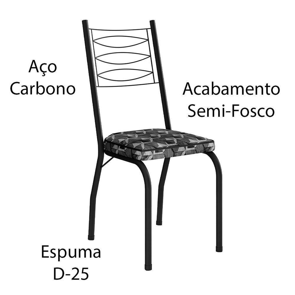 Kit 6 Cadeiras Aço Carbono Tubular Metálica Acabamento D-25 Luana Preto-imbuia - 3