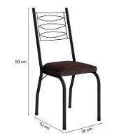 Kit 6 Cadeiras Aço Carbono Tubular Metálica Acabamento D-25 Luana Preto-imbuia - 2