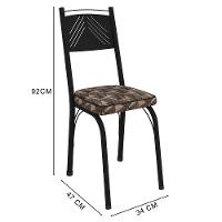 Kit 2 Cadeiras Aço Carbono Estofado Tecido Sintético Espuma D13 Clara Preto-mosaico Palha - 2