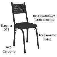 Kit 2 Cadeiras Aço Carbono Estofado Tecido Sintético Espuma D13 Clara Preto-mosaico Palha - 3