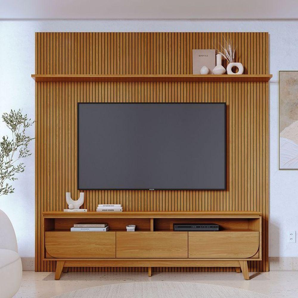 Composição Luna Bancada E Painel Para Tv 75 Polegadas Com Portas - Madetec Cumaru - 2