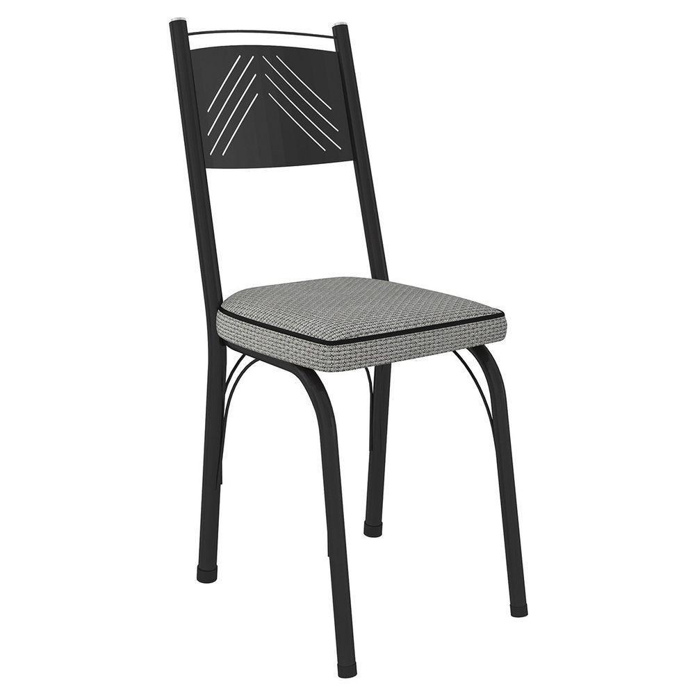 Kit 2 Cadeiras Aço Carbono Estofado Tecido Sintético Espuma D13 Clara Preto-platina - 2