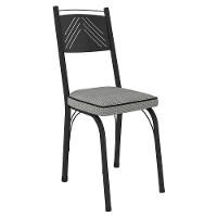 Kit 2 Cadeiras Aço Carbono Estofado Tecido Sintético Espuma D13 Clara Preto-platina - 2